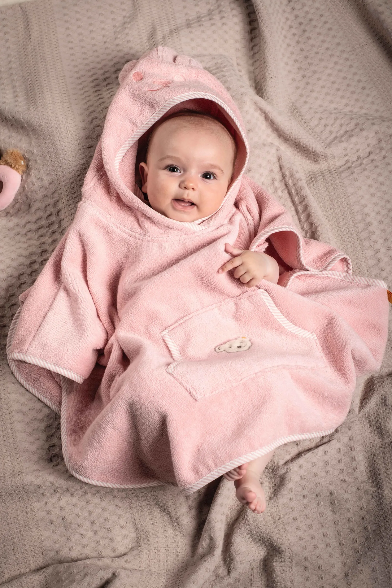 Sale Steiff Bath Poncho, pink rose