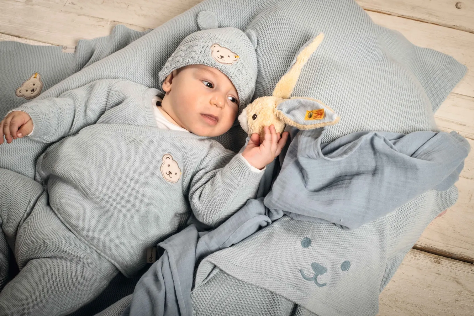 Outlet Steiff Cap GOTS, light blue lightblue