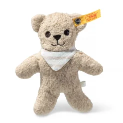 New Steiff GOTS Noah Teddy bear with rustling foil and rattle, 12 cm, beige