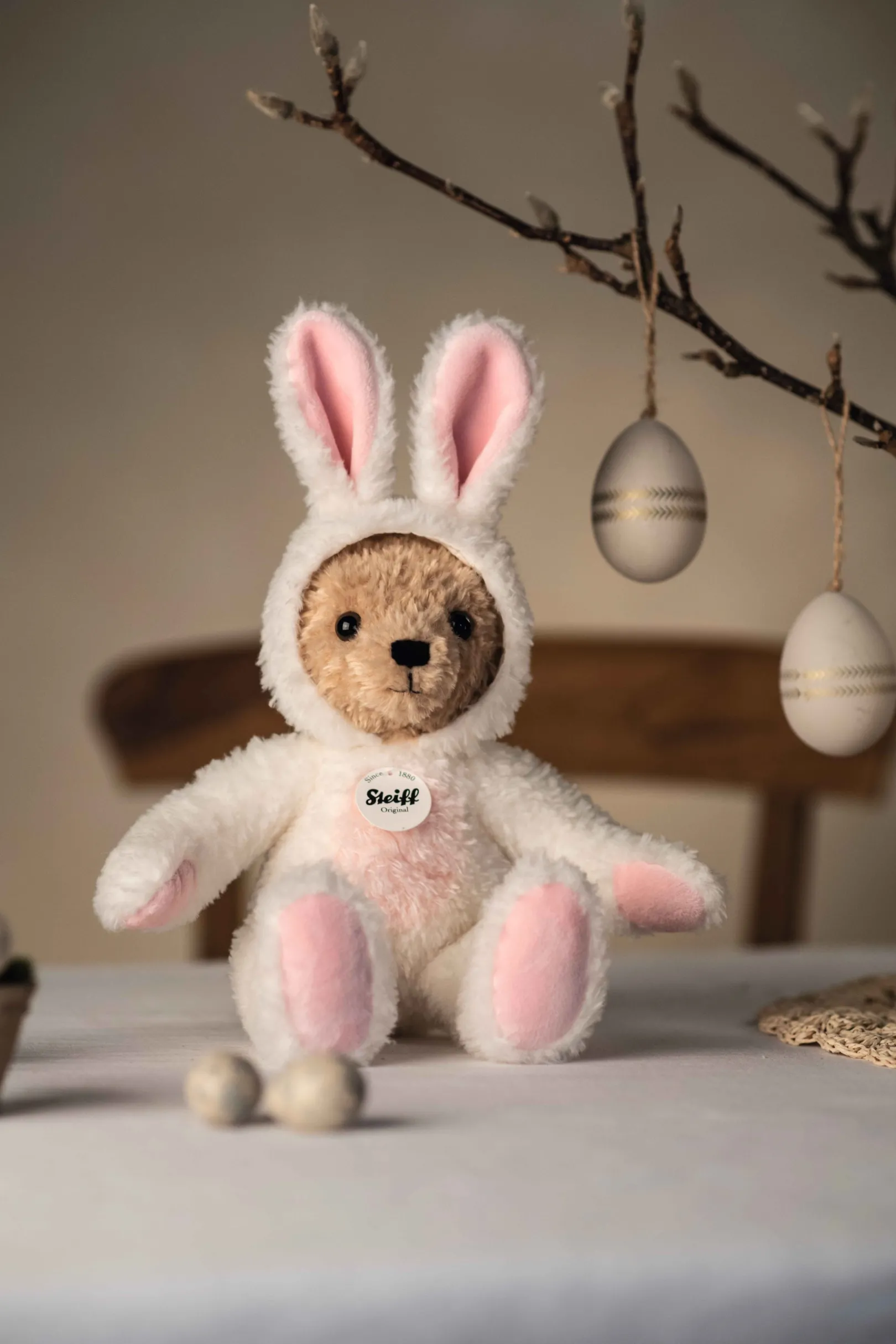 Fashion Steiff Hoodie-Teddy bear rabbit, 27 cm, white