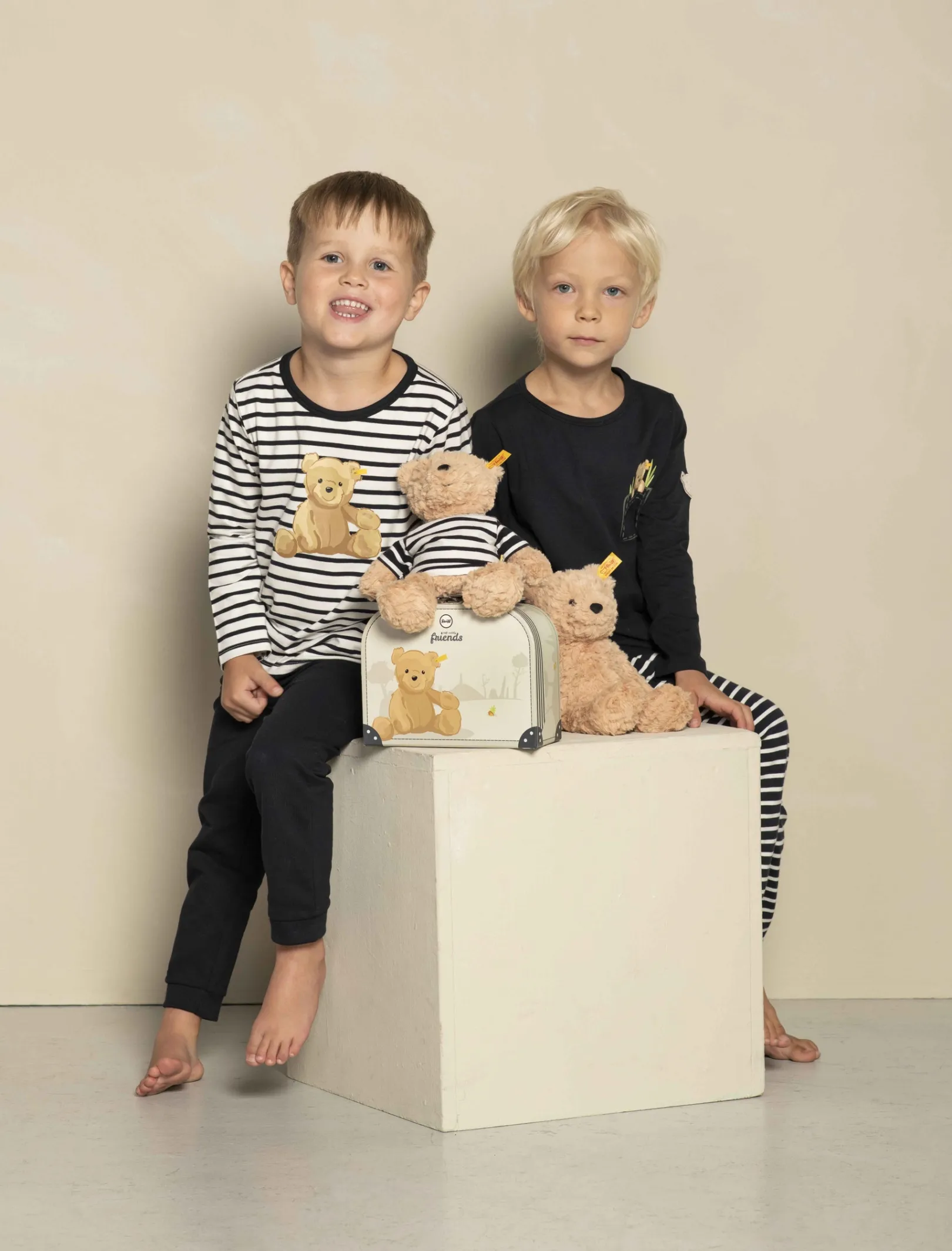 Clearance Steiff Jimmy Teddy bear in suitcase, 25 cm, light brown
