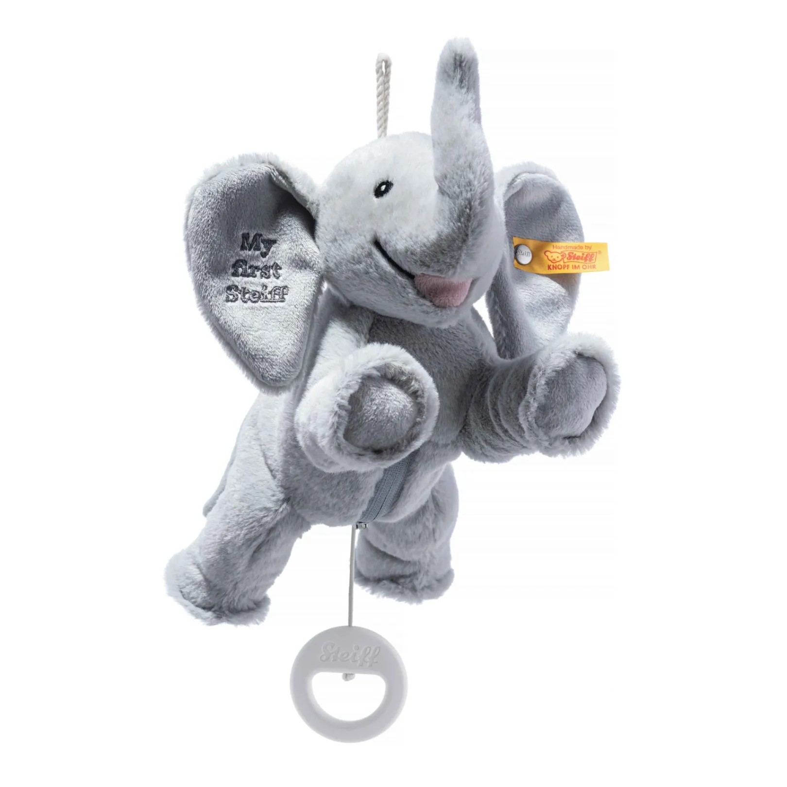 New Steiff My first Ellie elephant music box, 25 cm, light grey