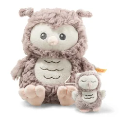 Best Steiff Ollie owl music box, 21 cm, beige