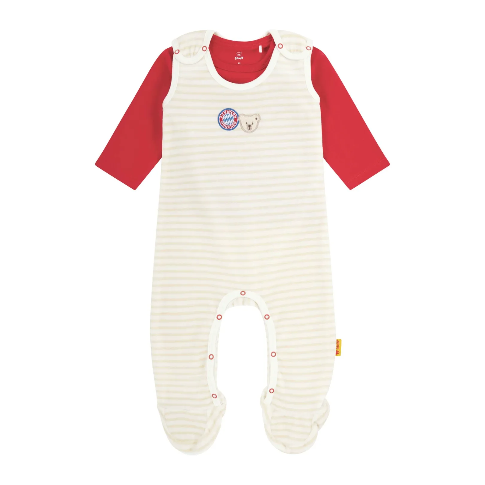 Sale Steiff Romper + T-Shirt longsleeve FC Bayern, beige