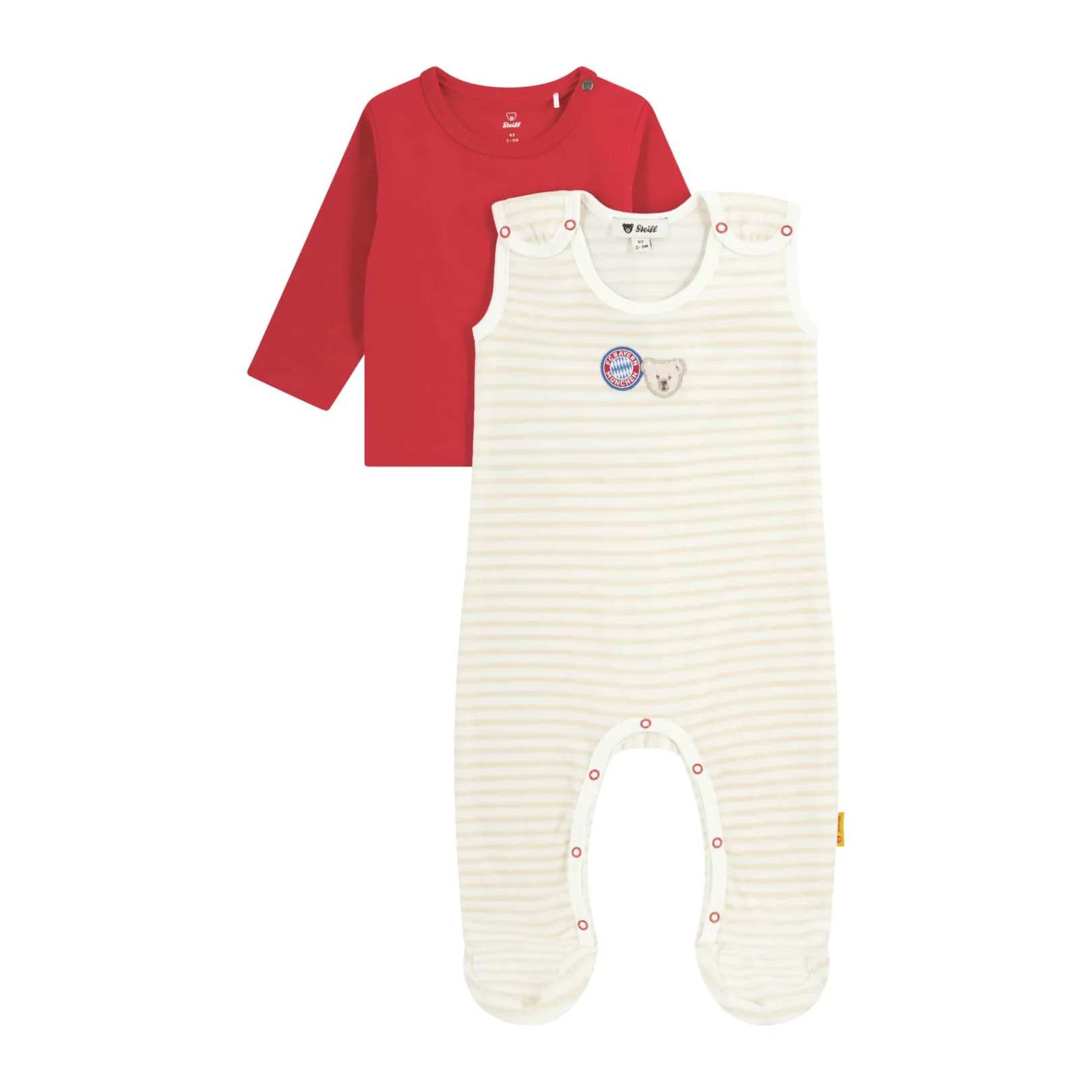 Sale Steiff Romper + T-Shirt longsleeve FC Bayern, beige