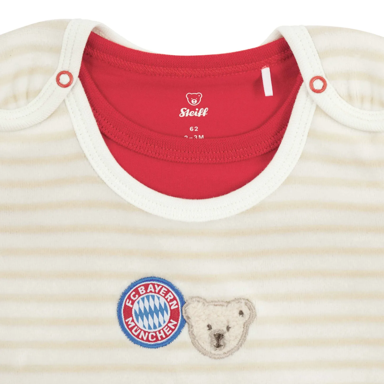 Sale Steiff Romper + T-Shirt longsleeve FC Bayern, beige