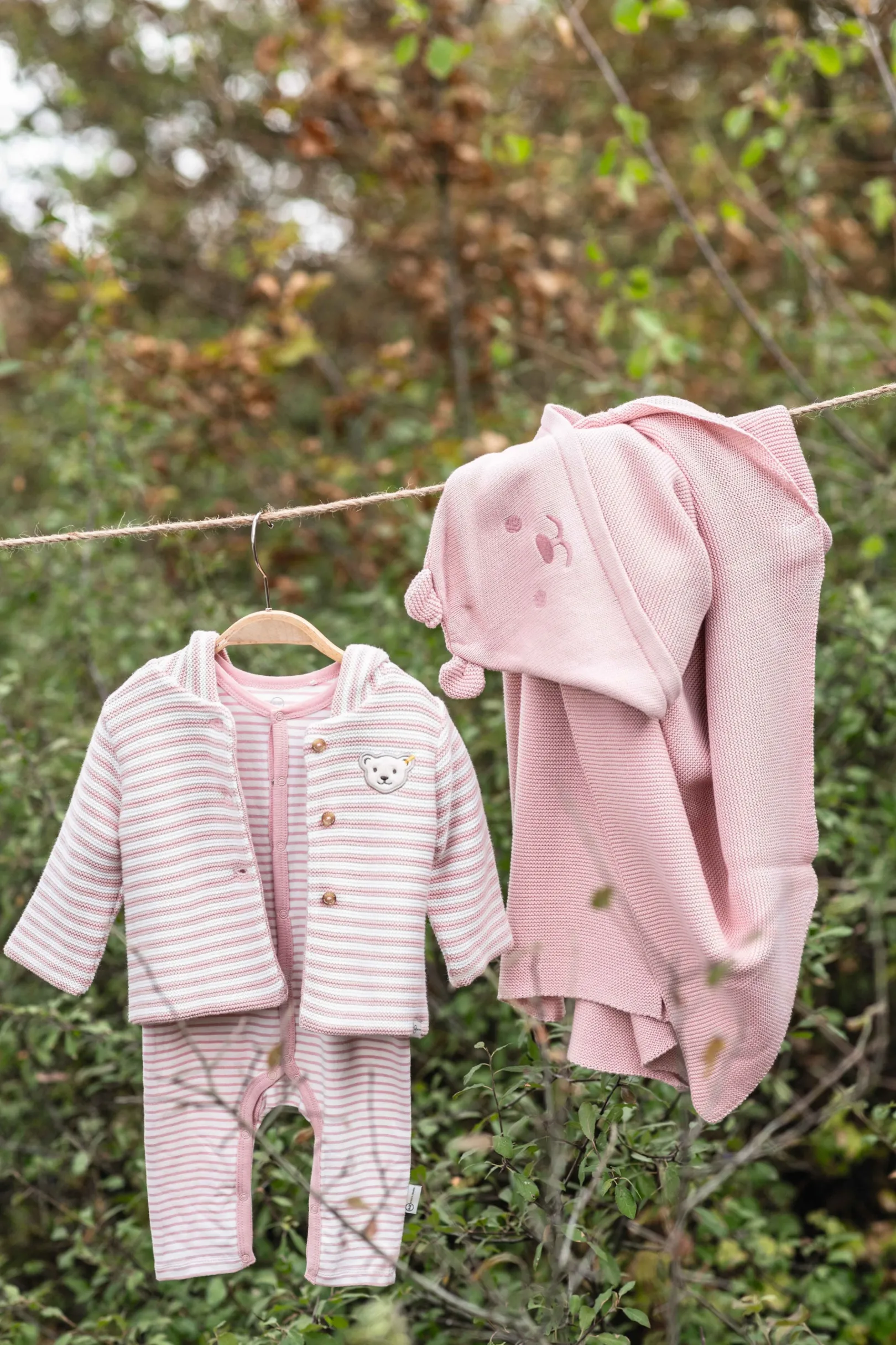 New Steiff Romper longsleeve GOTS, pink rose