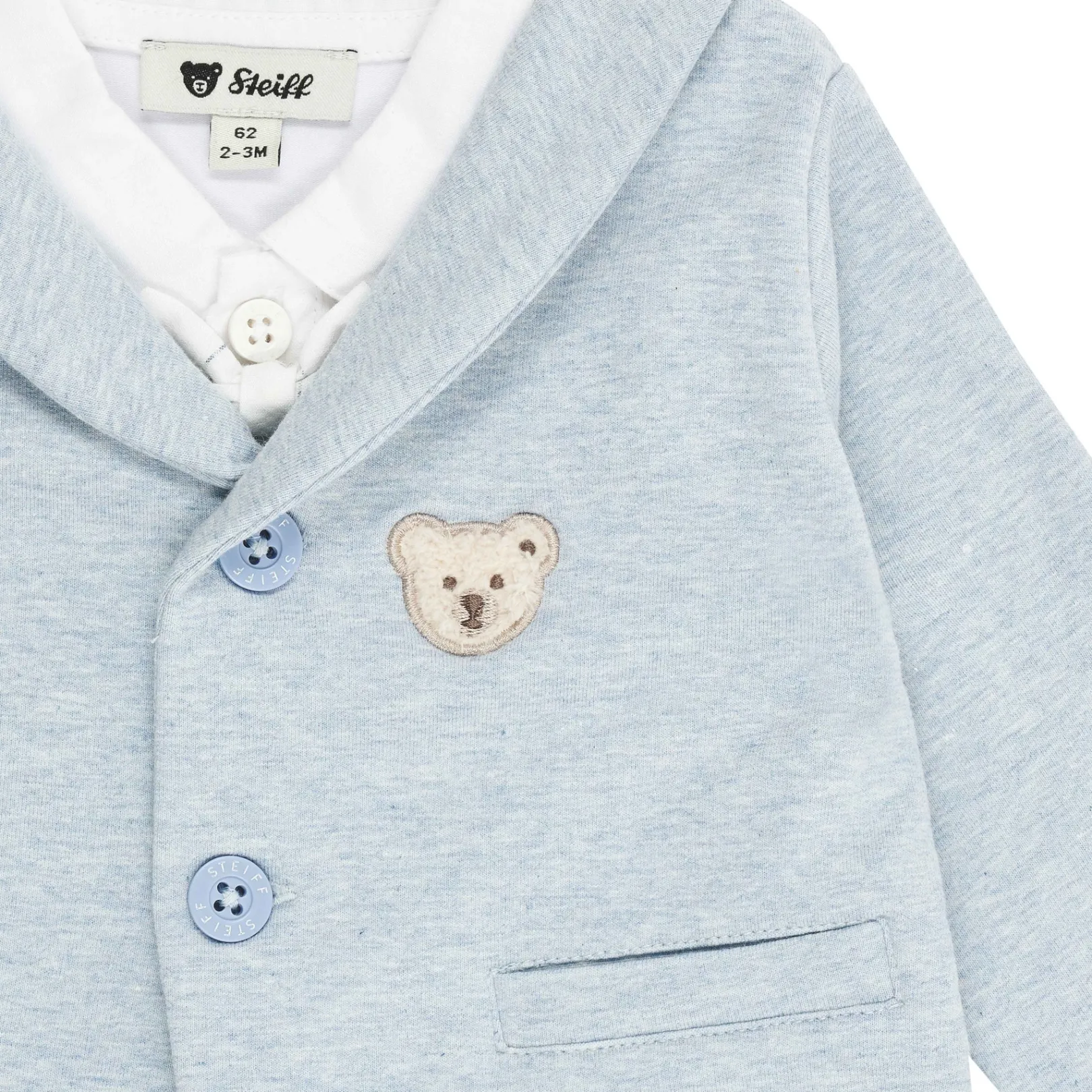 Hot Steiff Romper longsleeve, light blue for Boys lightblue