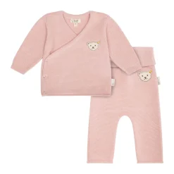 New Steiff Set Pants + Wrap Jacket GOTS, pink rose