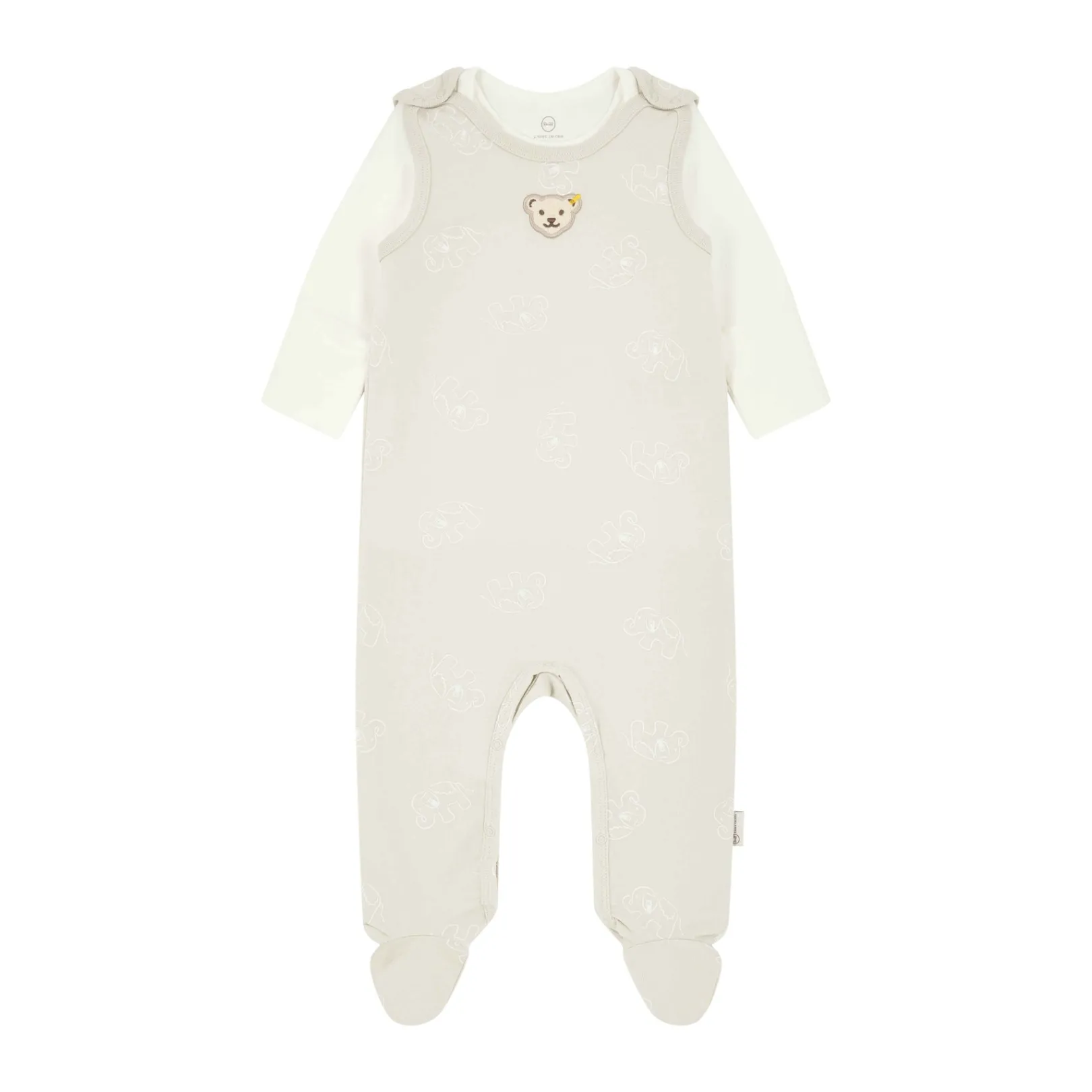 Outlet Steiff Set Romper + T-Shirt longsleeve GOTS, beige