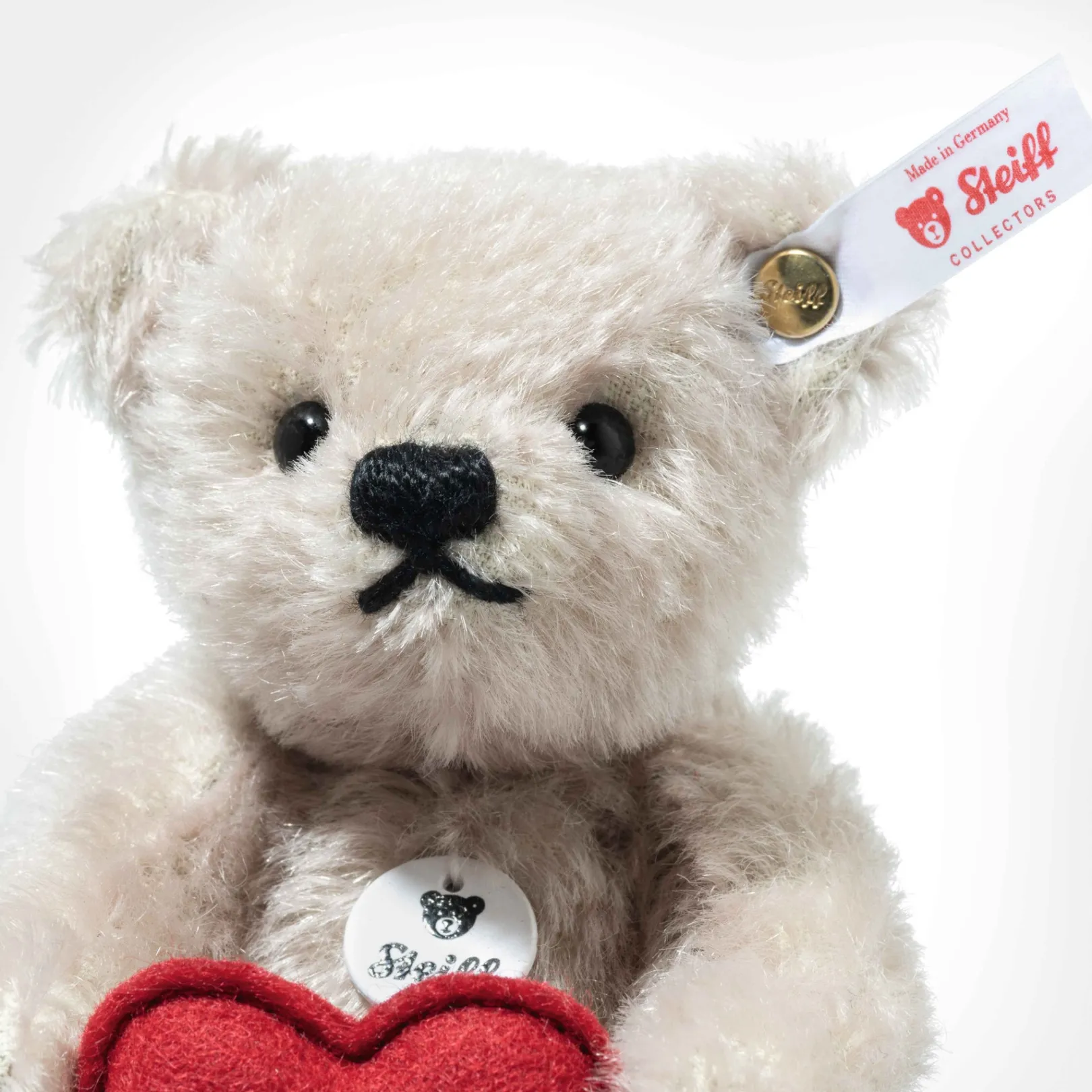 Hot Steiff Teddy bear with heart, 13 cm, light grey